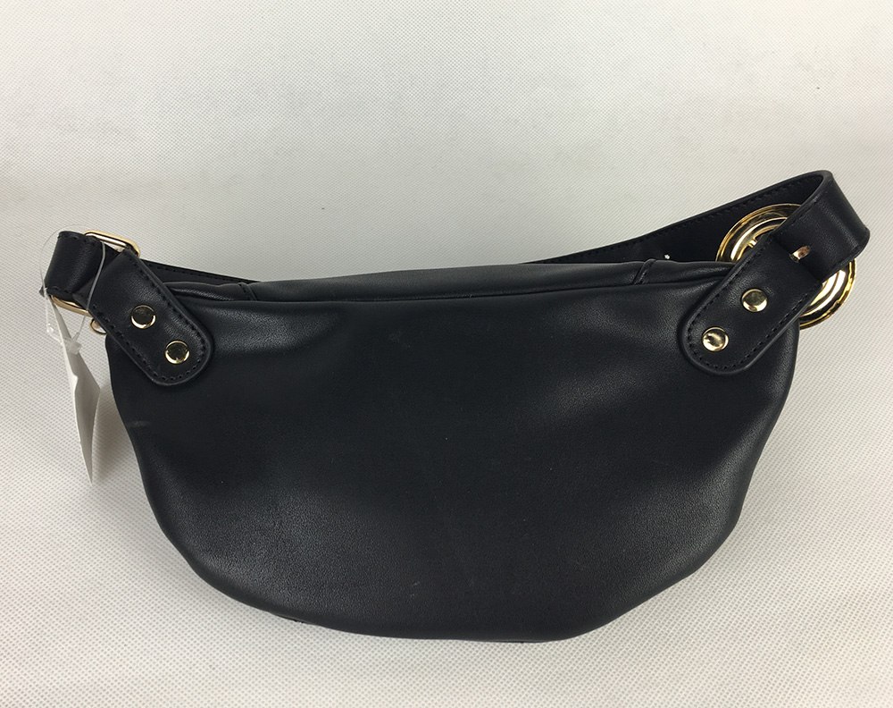 黑色PU绗缝腰包